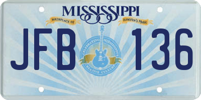MS license plate JFB136