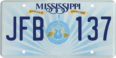 MS license plate JFB137