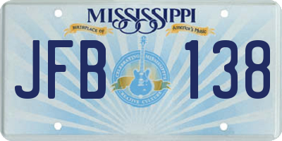 MS license plate JFB138