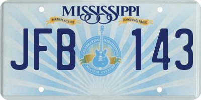 MS license plate JFB143
