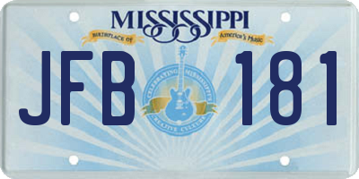 MS license plate JFB181
