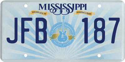 MS license plate JFB187