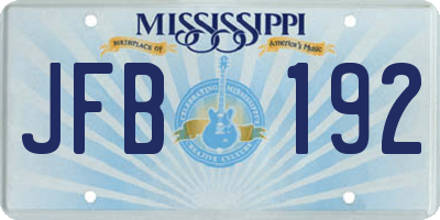 MS license plate JFB192