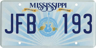 MS license plate JFB193