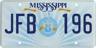 MS license plate JFB196