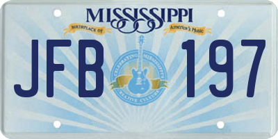 MS license plate JFB197