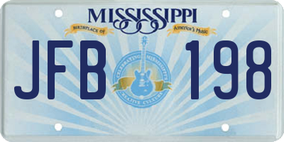 MS license plate JFB198