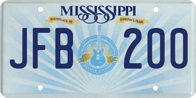 MS license plate JFB200