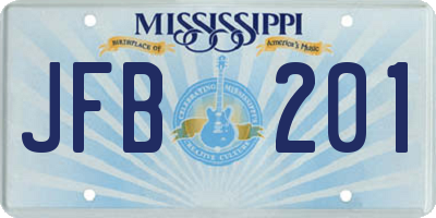 MS license plate JFB201