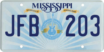 MS license plate JFB203
