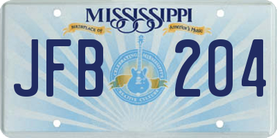 MS license plate JFB204