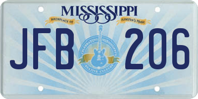 MS license plate JFB206