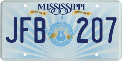 MS license plate JFB207
