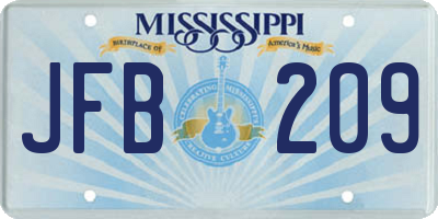 MS license plate JFB209