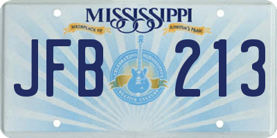 MS license plate JFB213