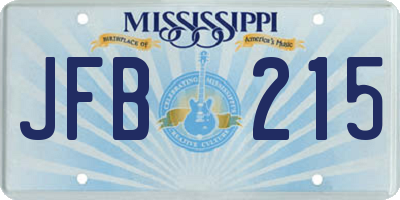 MS license plate JFB215