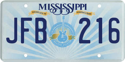 MS license plate JFB216