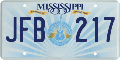 MS license plate JFB217