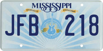 MS license plate JFB218