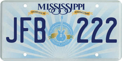 MS license plate JFB222