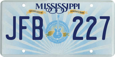 MS license plate JFB227
