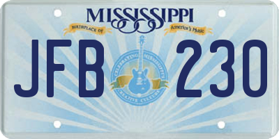 MS license plate JFB230