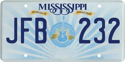 MS license plate JFB232