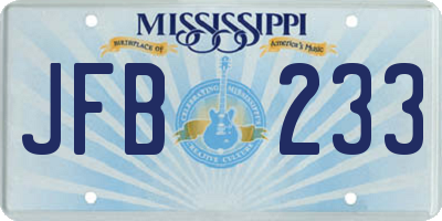 MS license plate JFB233