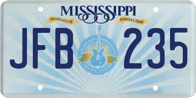 MS license plate JFB235