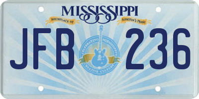 MS license plate JFB236