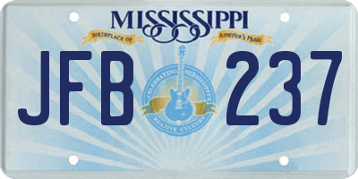 MS license plate JFB237