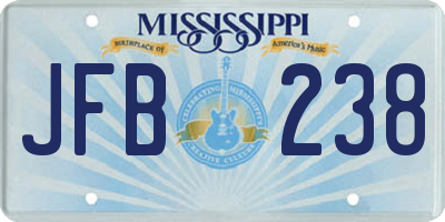 MS license plate JFB238