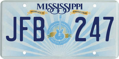 MS license plate JFB247