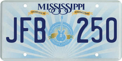 MS license plate JFB250