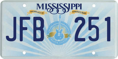 MS license plate JFB251