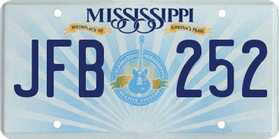 MS license plate JFB252