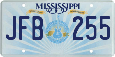 MS license plate JFB255