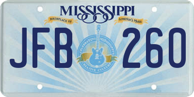 MS license plate JFB260