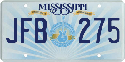 MS license plate JFB275