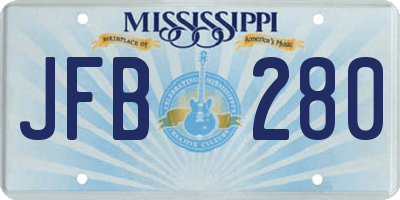 MS license plate JFB280