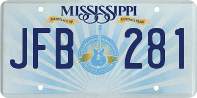 MS license plate JFB281