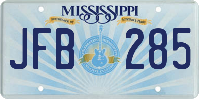 MS license plate JFB285