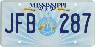 MS license plate JFB287