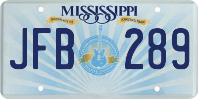 MS license plate JFB289
