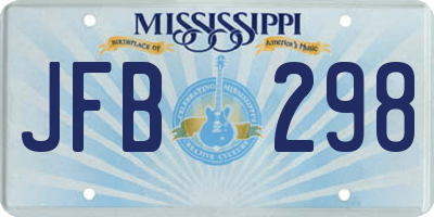 MS license plate JFB298