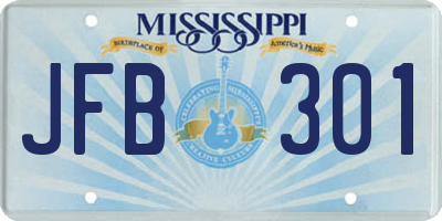 MS license plate JFB301