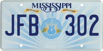 MS license plate JFB302