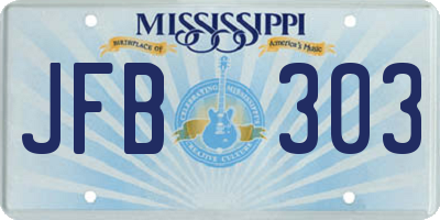 MS license plate JFB303