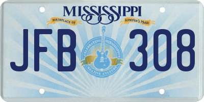 MS license plate JFB308