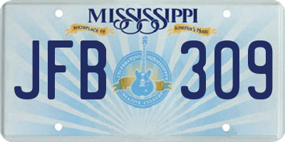 MS license plate JFB309